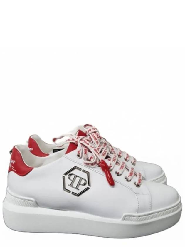 Red Heel Tab Leather Low Top Sneakers White - PHILIPP PLEIN - BALAAN 2