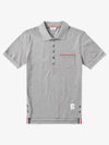 Men's Three Stripes Pocket Mercerized Short Sleeve Polo Shirt Light Grey - THOM BROWNE - BALAAN 2