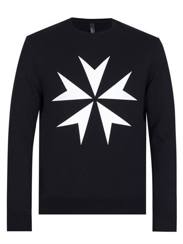 Men's Maltese Cross Printed Sweatshirt Black - NEIL BARRETT - BALAAN 7