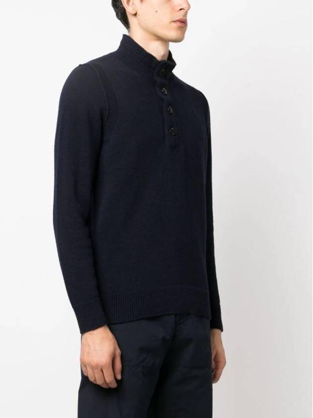 Wappen Patch Button Knit Top Navy - STONE ISLAND - BALAAN 4