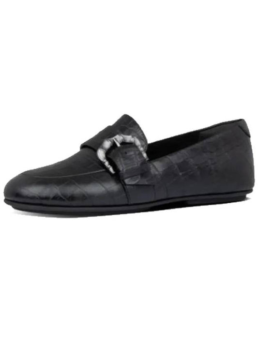 Lisbet Croc Loafers All Black Leather Women - FITFLOP - BALAAN 1