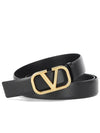 V Logo Signature Calfskin Leather Belt Black - VALENTINO - BALAAN 2