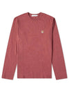 Men's Fox Patch Cotton Long Sleeve T-Shirt Dusty Wine - MAISON KITSUNE - BALAAN 1