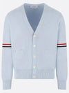 Milano Stitch Sprite Armband Cotton V-neck Cardigan Light Blue - THOM BROWNE - BALAAN 2