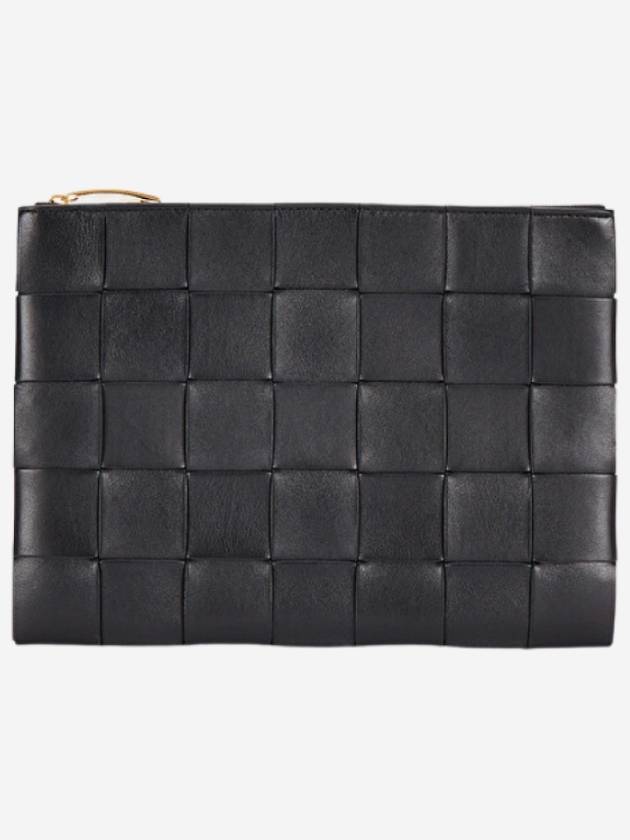 Cassette Intrecciato Medium Clutch Bag Black - BOTTEGA VENETA - BALAAN 2