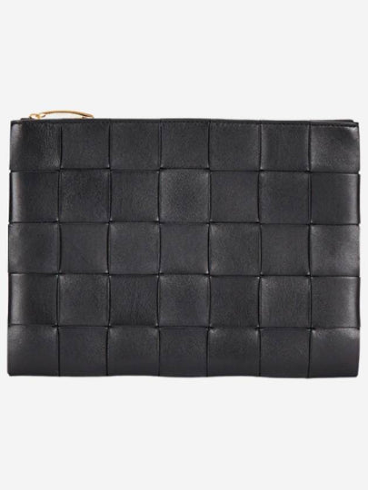 Cassette Intrecciato Medium Clutch Bag Black - BOTTEGA VENETA - BALAAN 2