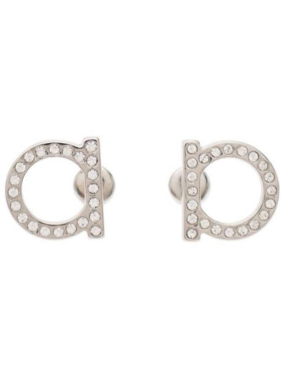 Gancini Crystal Large Earrings Silver - SALVATORE FERRAGAMO - BALAAN 2