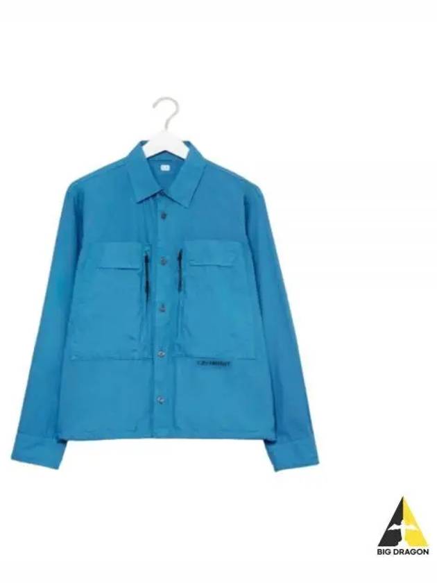 Cotton Popeline Over Long Sleeve Shirt Blue - CP COMPANY - BALAAN 2