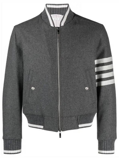 Crispy Wool Golf Zip-Up Jacket Grey - THOM BROWNE - BALAAN 2