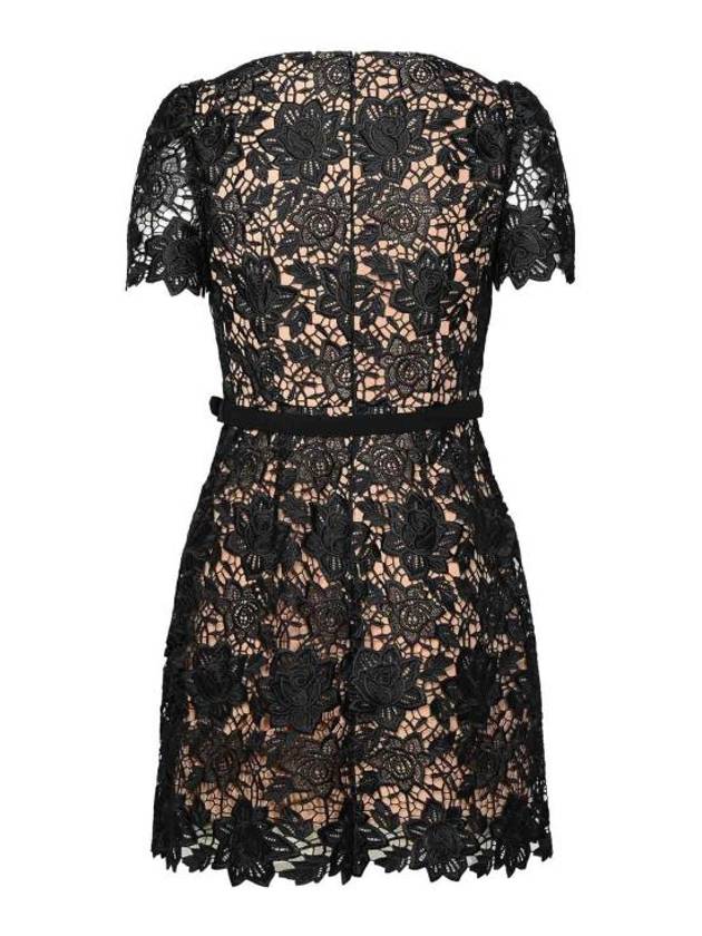 Women's Lace Open Neck Short Dress Black - SELF PORTRAIT - BALAAN 3