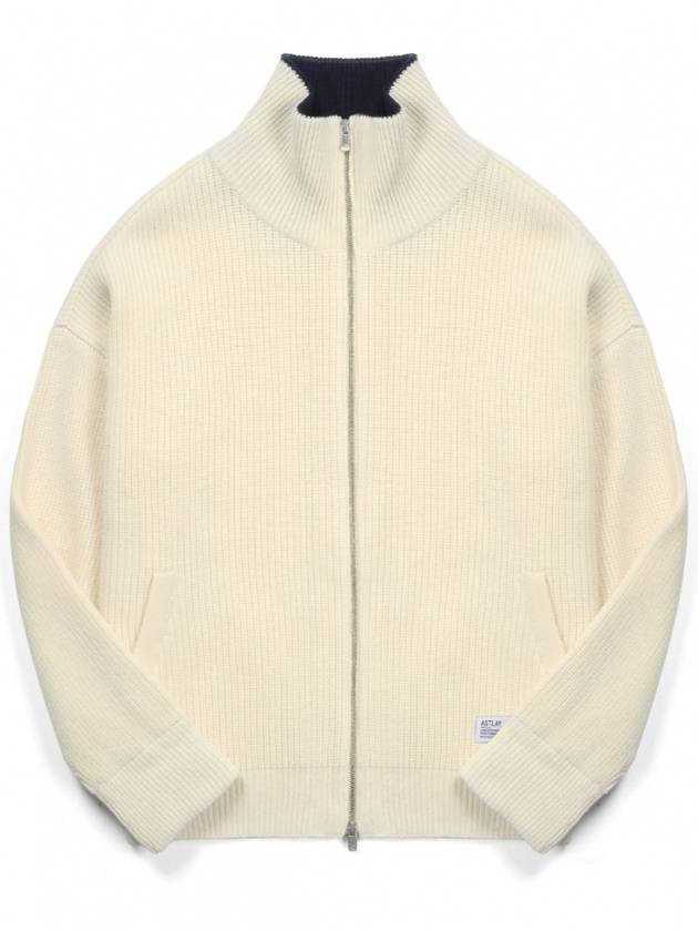 Excella Lambswool Knit Zip-up Jacket Cream - ASTLAY - BALAAN 3