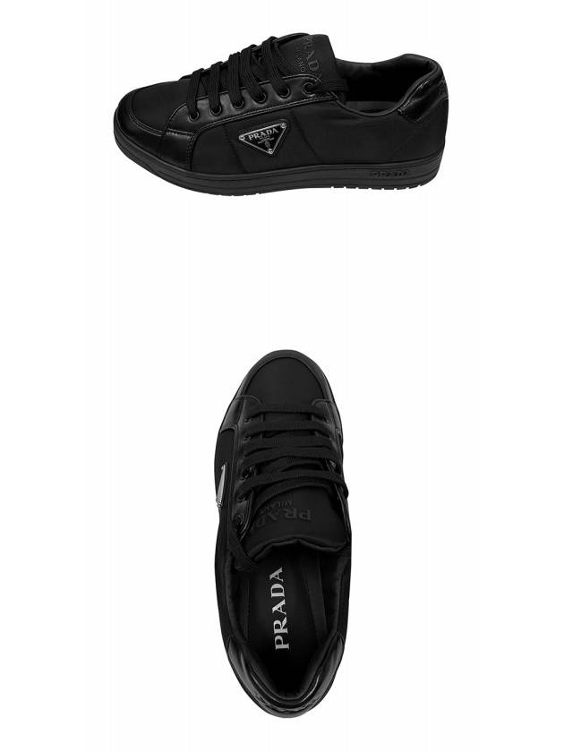 Downtown Nappa Leather Re-Nylon Low Top Sneakers Black - PRADA - BALAAN 5