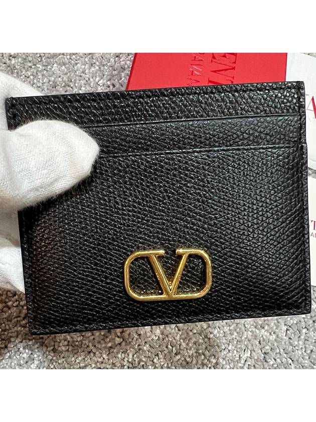 Signature V Logo Card Wallet Black - VALENTINO - BALAAN 6