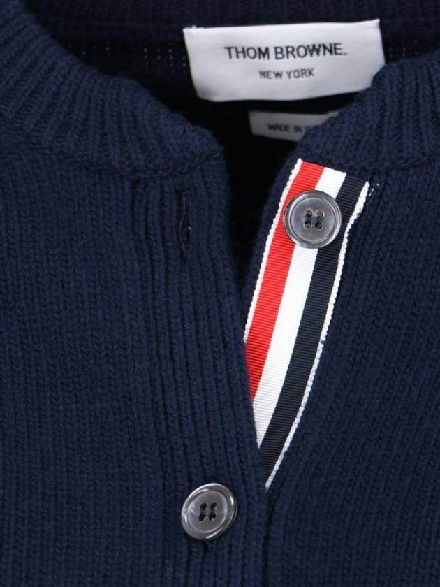 Floral Intarsia Cotton Cardigan Navy - THOM BROWNE - BALAAN 6