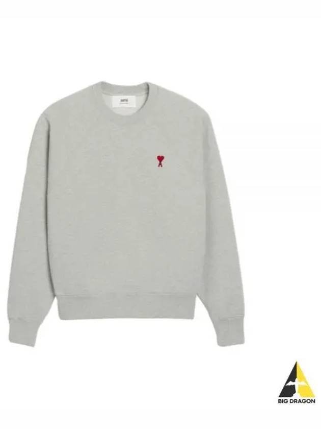 Cotton Heart Logo Sweatshirt Grey - AMI - BALAAN 2