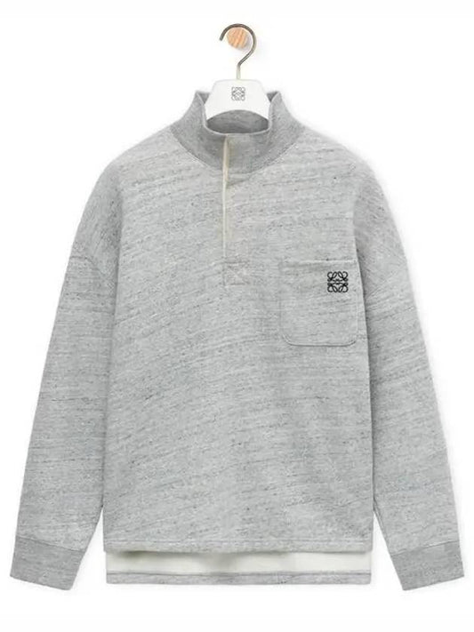 Anagram High Neck Cotton Sweatshirt Grey Melange - LOEWE - BALAAN 2