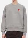 Cotton Heart Logo Sweatshirt Grey - AMI - BALAAN 3