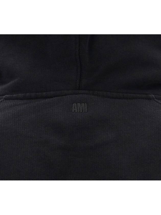 Heart Logo Cotton Hoodie Black - AMI - BALAAN 5