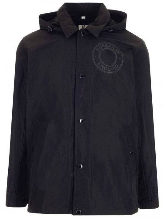 Detachable Logo Graphic Hooded Jacket Black - BURBERRY - BALAAN 1