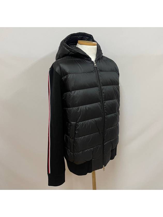 Logo Patch Padded Wool Hooded Jacket Black - MONCLER - BALAAN 4