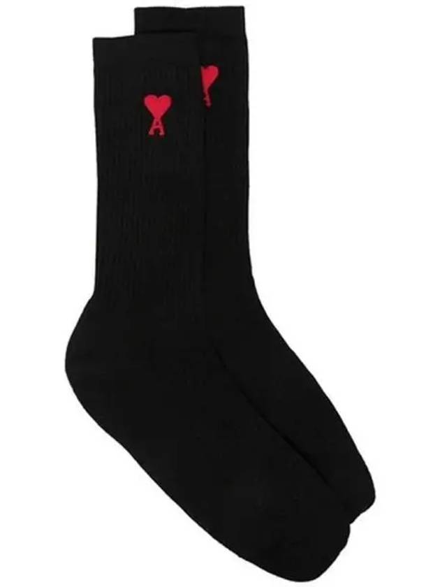 Heart logo cotton blend socks black 270075 - AMI - BALAAN 1