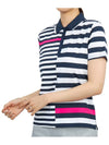 Women's Bold Stripe Golf PK Shirt White Navy - G/FORE - BALAAN 6