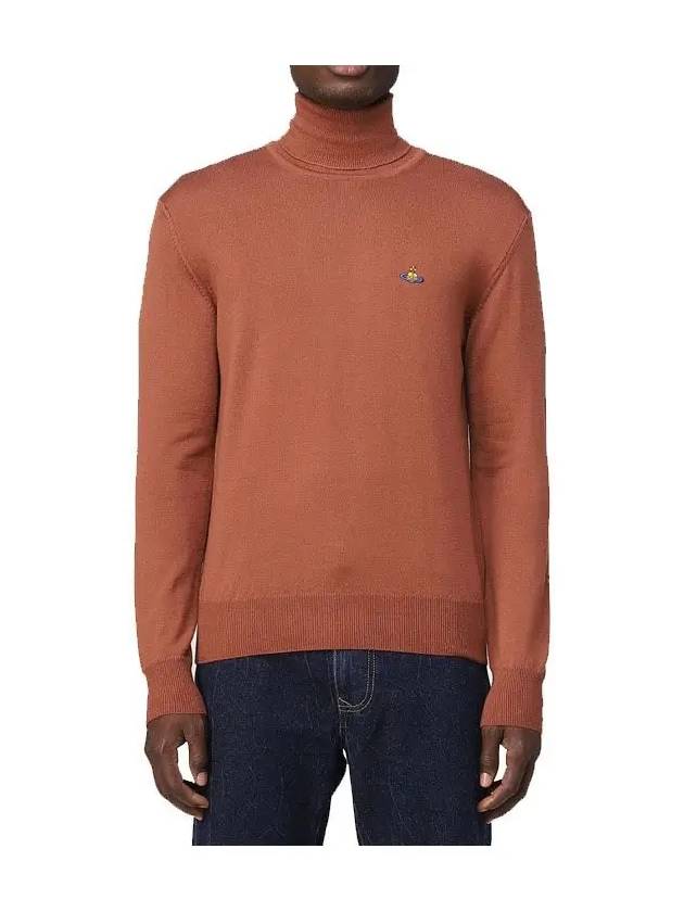 Men's Embroidered Logo Knit Turtleneck Brown - VIVIENNE WESTWOOD - BALAAN 3