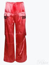 Women's Viscose Shiny Cargo Straight Pants Pink - FENDI - BALAAN 2