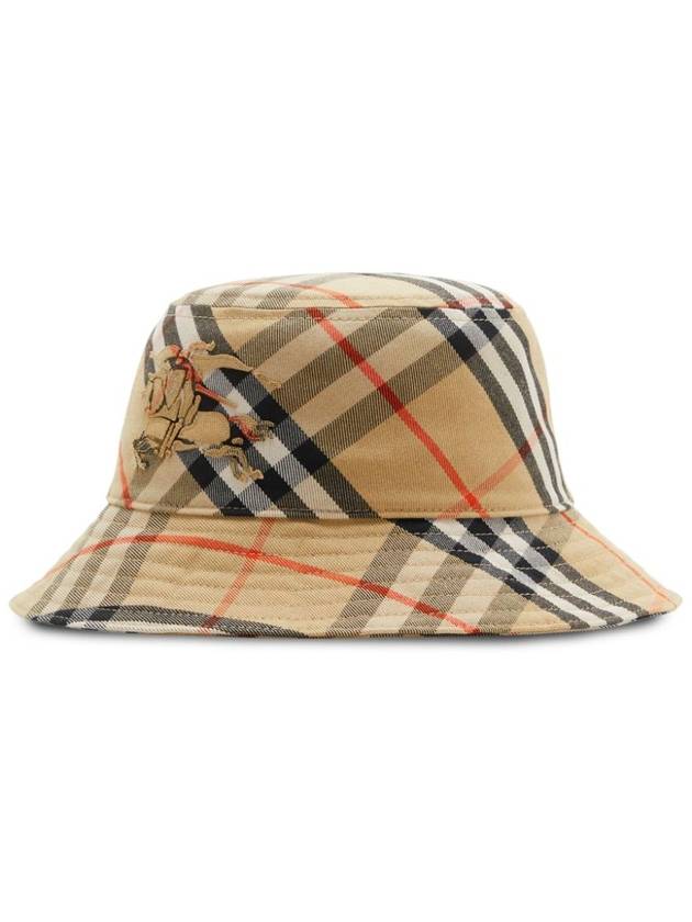 Check Cotton Blend Bucket Hat Beige - BURBERRY - BALAAN 4