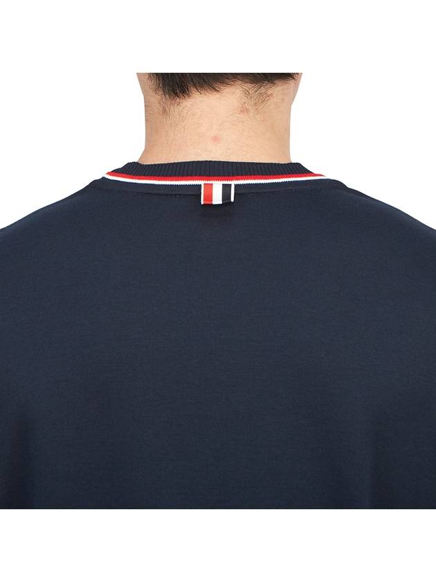 RWB Trimmed Cotton Short Sleeve T-Shirt Navy - THOM BROWNE - BALAAN 7