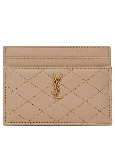 Monogram Gabi Gold Hardware Logo Quilting Card Wallet Dark Beige - SAINT LAURENT - BALAAN 2