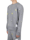 Embroidered Crew Neck Cotton Sweatshirt Grey - THOM BROWNE - BALAAN 4