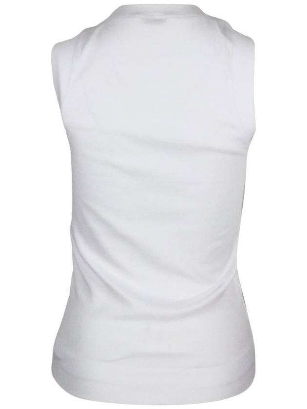 Rhinestone V-neck Sleeveless White - BRUNELLO CUCINELLI - BALAAN 3