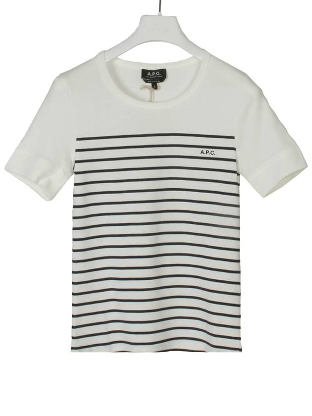 Logo Print Stripe Short Sleeve T-Shirt White - A.P.C. - BALAAN 2