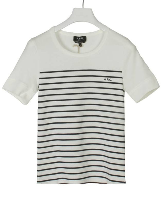 Logo Print Stripe Short Sleeve T-Shirt White - A.P.C. - BALAAN 2