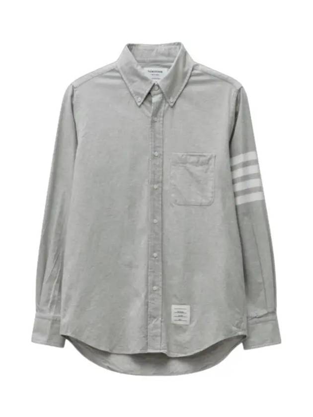 Men's Diagonal Solid Flannel Long Sleeve Shirt Grey - THOM BROWNE - BALAAN 2