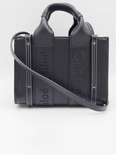 Woody Logo Calf Leather Mini Tote Bag Black - CHLOE - BALAAN 2