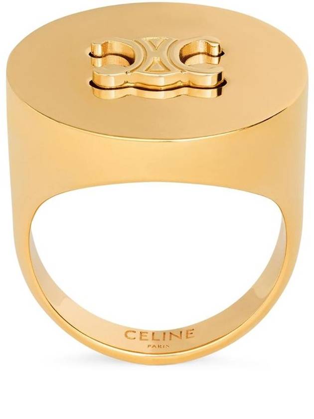 Triomphe Signet gold finish brass ring CELJ65AUGOL3RZA100 - CELINE - BALAAN 1