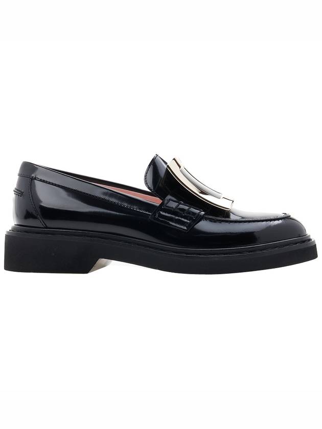 Viv' Rangers Metal Buckle Leather Loafers Black - ROGER VIVIER - BALAAN.