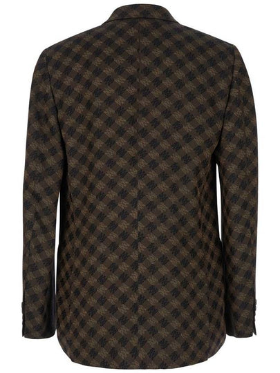 Brown Double-Breasted Jacket With Check Motif In Wool Blend Man - AMIRI - BALAAN 2