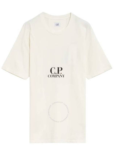 Cp Company Men's Gauze White Logo Print T-Shirt, Size Medium - CP COMPANY - BALAAN 1