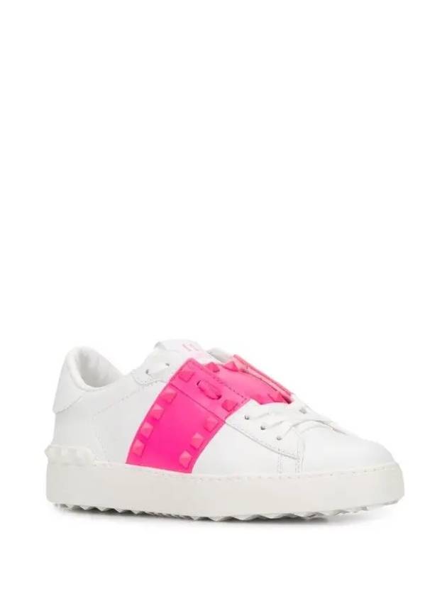 Rockstud Open Low Top Sneakers White Pink - VALENTINO - BALAAN 3