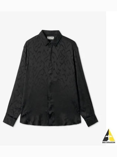 Art Print Satin Long Sleeve Shirt Black - SAINT LAURENT - BALAAN 2