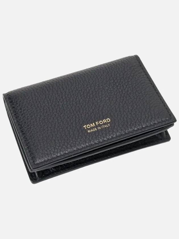 Logo Leather Card Wallet Black - TOM FORD - BALAAN 4