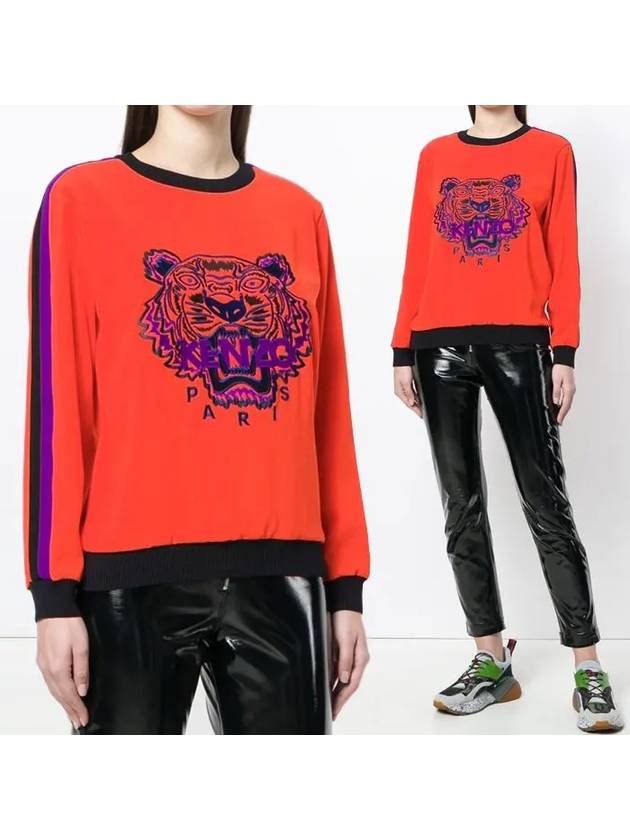 Tiger embroidery logo sweatshirt 2TO010 5AC red - KENZO - BALAAN 1