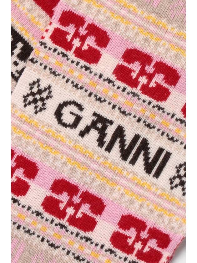 Women's Graphic Logo Wool Muffler - GANNI - BALAAN 3