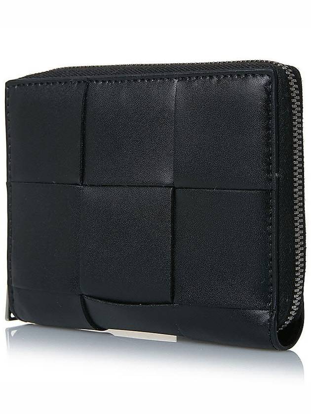 Intrecciato Zipper Around Half Wallet Black - BOTTEGA VENETA - BALAAN 3