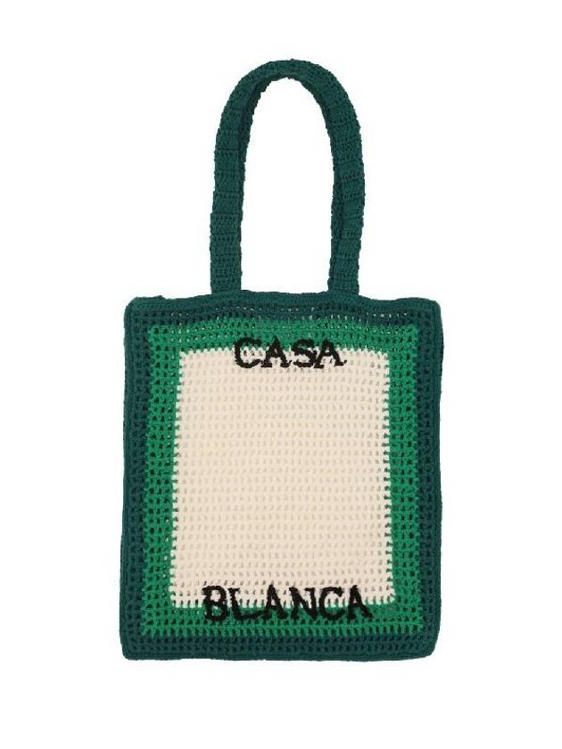 Logo Tennis Crochet Tote Bag Green White - CASABLANCA - BALAAN 1