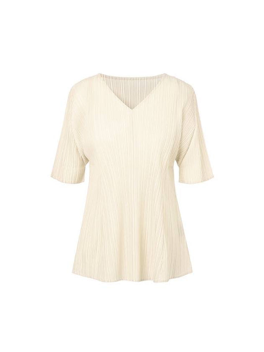 Women's Folded Pleated V-Neck Top Ivory - MONPLISSE - BALAAN 1