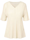 Women's Folded Pleated V-Neck Top Ivory - MONPLISSE - BALAAN 2